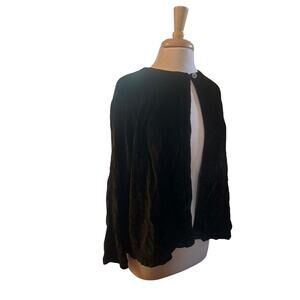 Women M Bryn Walker Black Velvet Velour One-Button Blouse Shirt Cardigan Topper